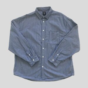 Vans Blue White Striped Cotton Long Sleeve Casual Shirt Mens Size M